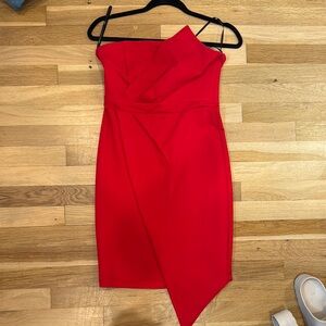 Elegant Red Asymmetrical Dress